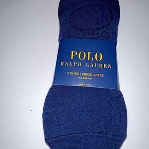 Polo Ralph Lauren Dress Liner No-Show Ankle Socks navy dark blue 3 pairs NWT